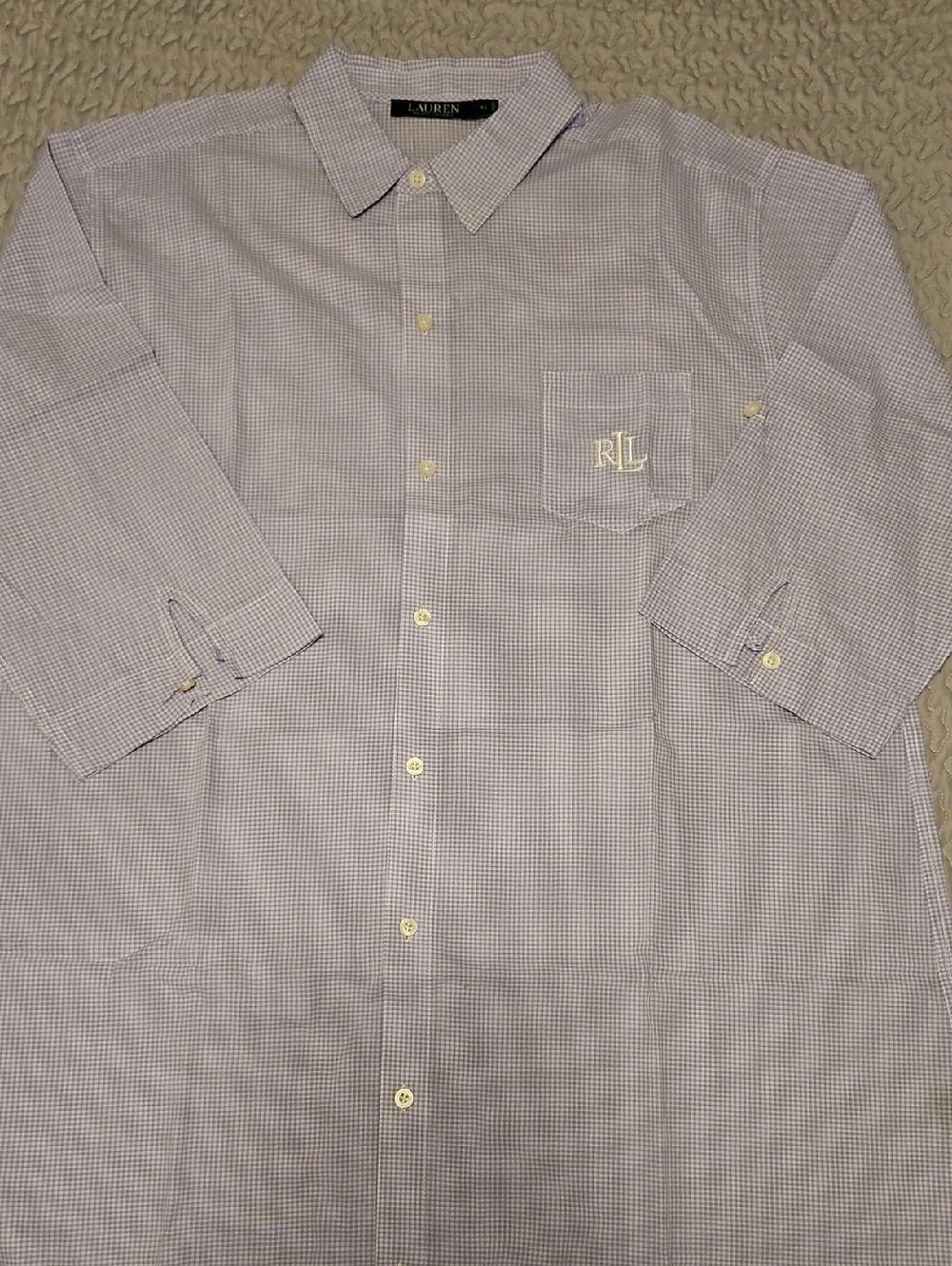 Lauren Ralph Lauren Lavender and white check sleep shirt. size Large